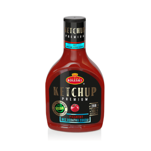 Ketchup pikantny premium bez dodatku cukru 425g Roleski
