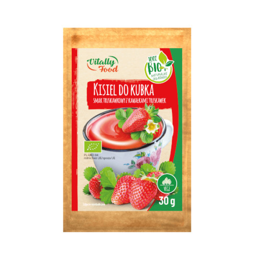 Kisiel ekologiczny DO KUBKA truskawkowy z truskawkami 30g Vitally Food